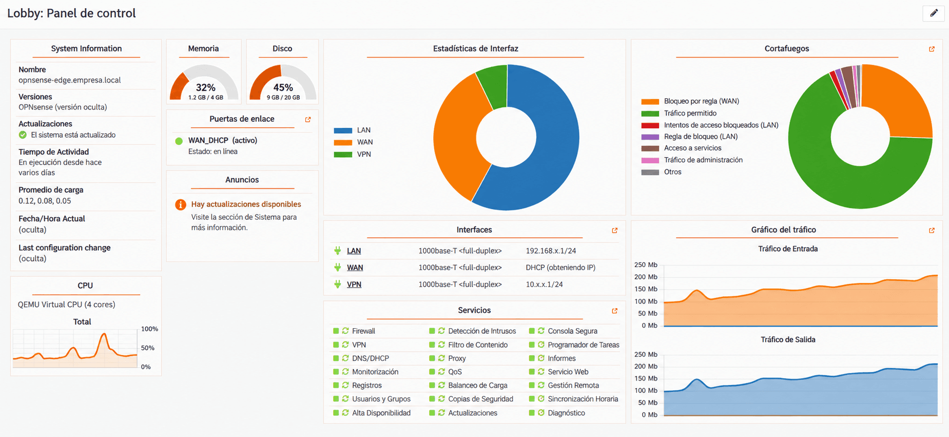 Arquitectura de seguridad de red con OPNsense, Suricata y monitorización