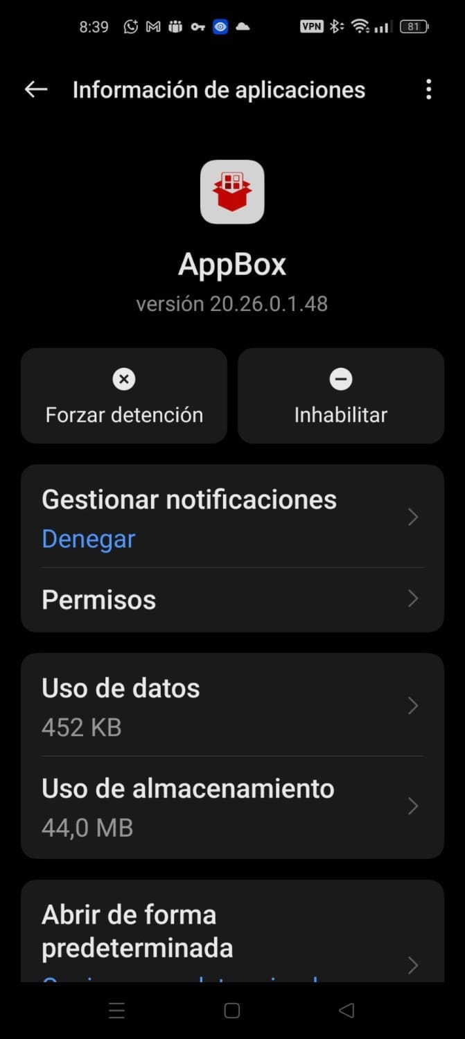 Captura de PCAPdroid atribuida a AppBox en un dispositivo OPPO